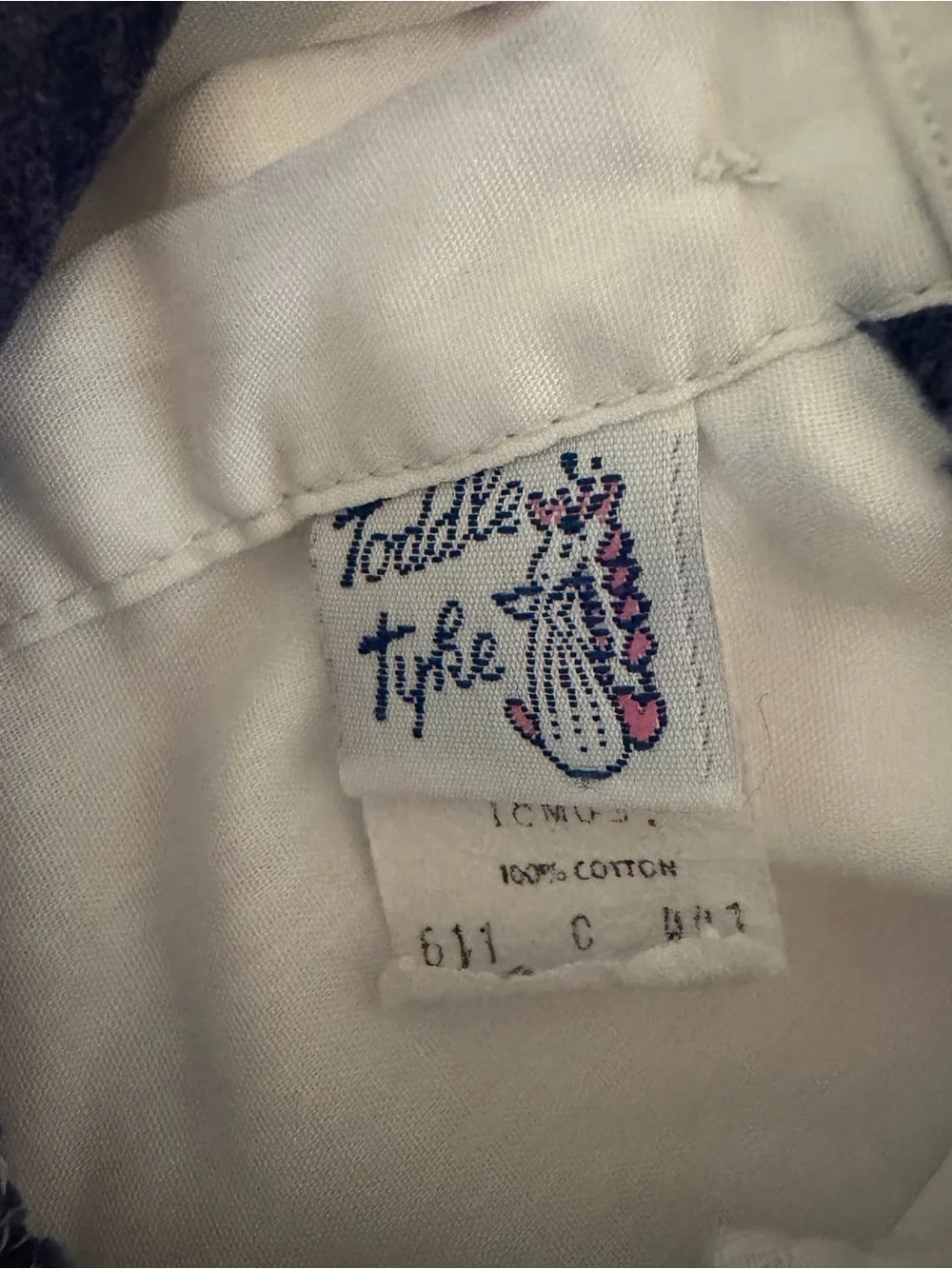Vintage Toddle Tyke Girls Navy Blue Velvet Lace Collar Dress 18 Months